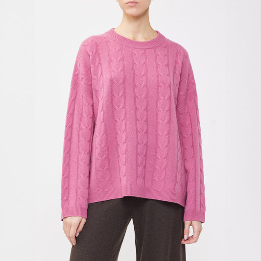 Vilma Cable Knit Sweater in Rose Pink