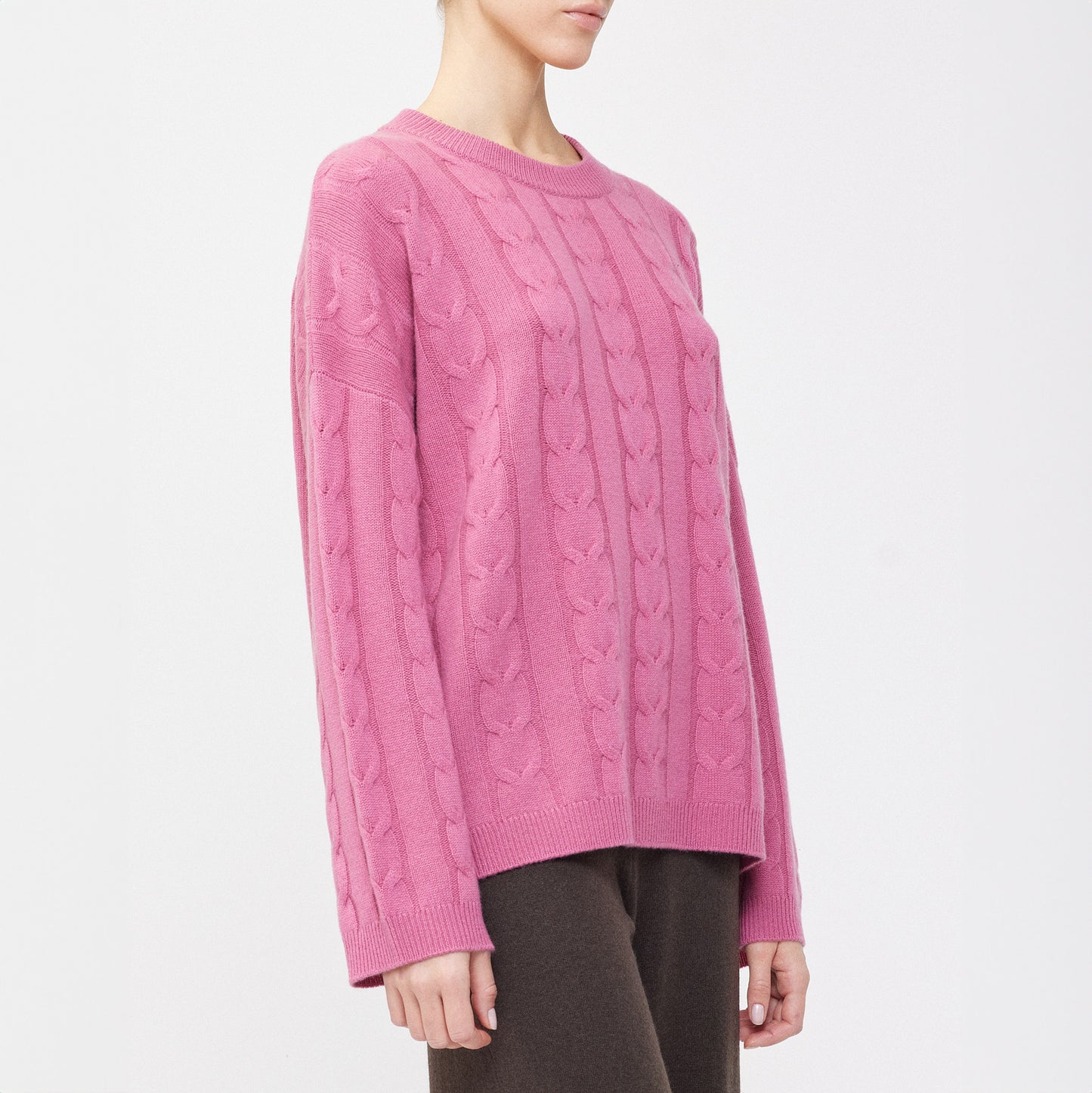 Vilma Cable Knit Sweater in Rose Pink