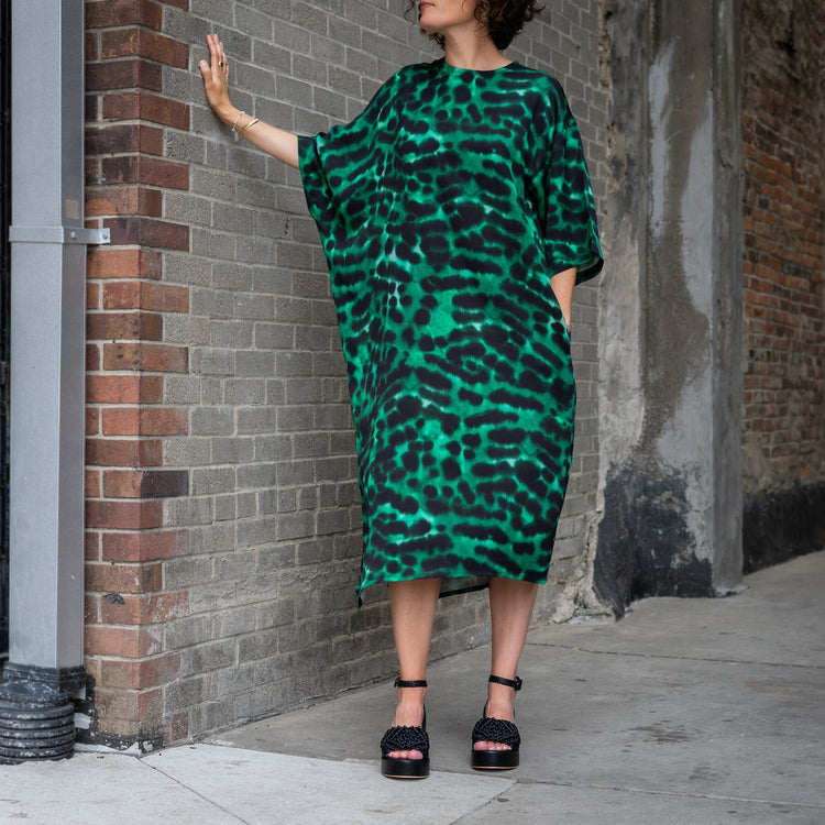 Darene Dress in Emerald Leopard Print