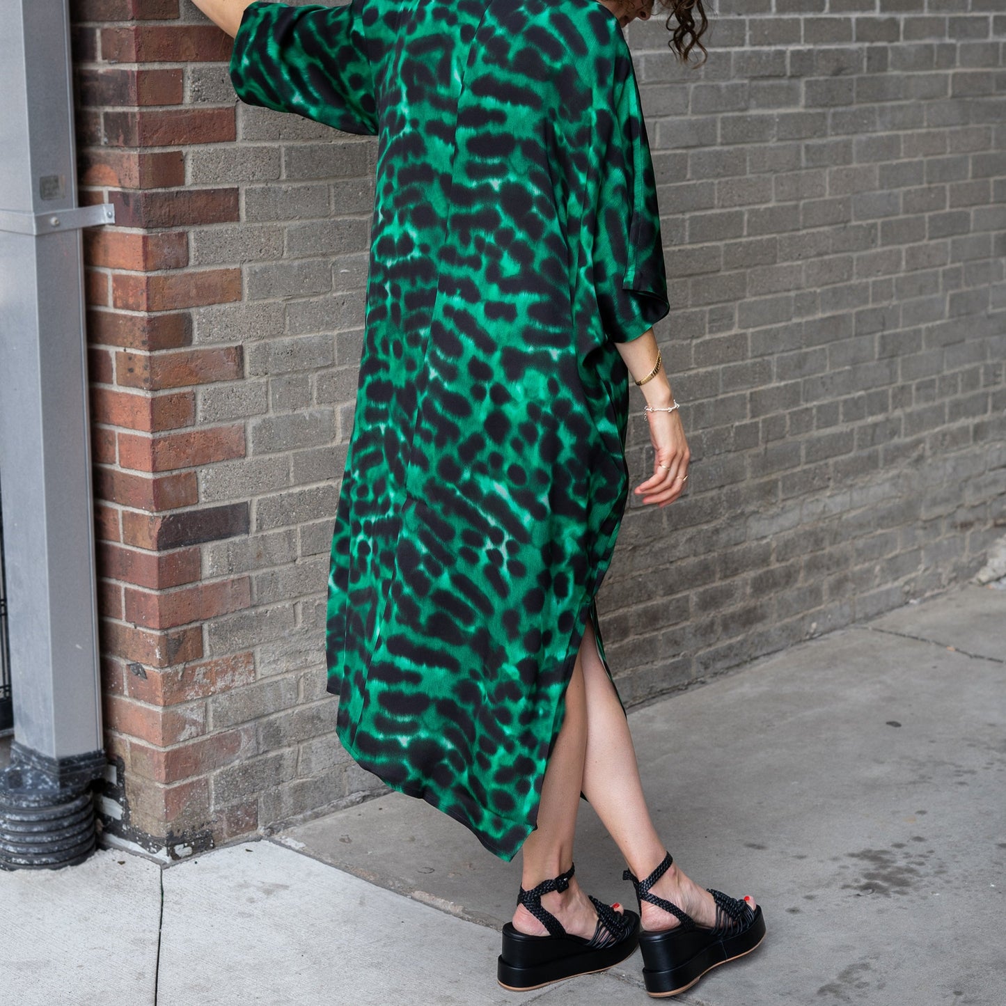 Darene Dress in Emerald Leopard Print