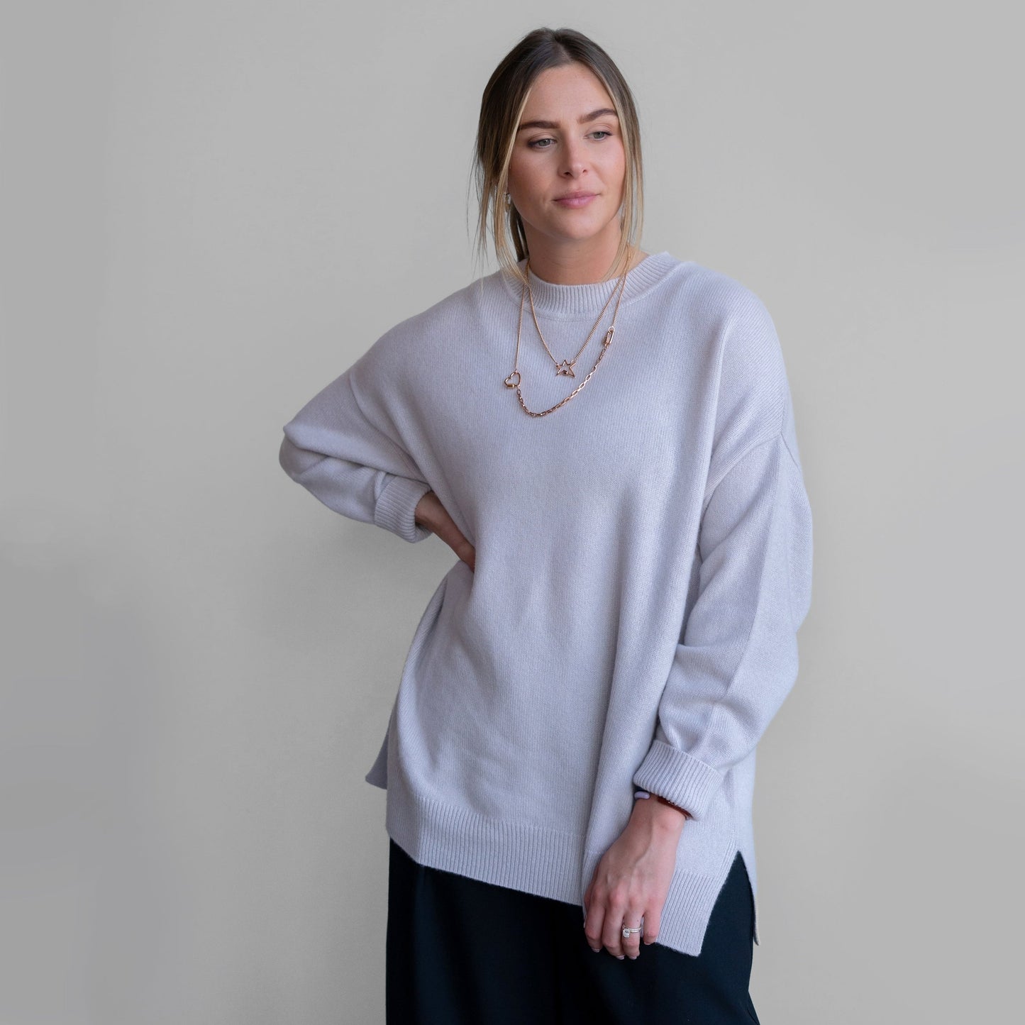 Remy Oversized Crew in Ash Cashmere