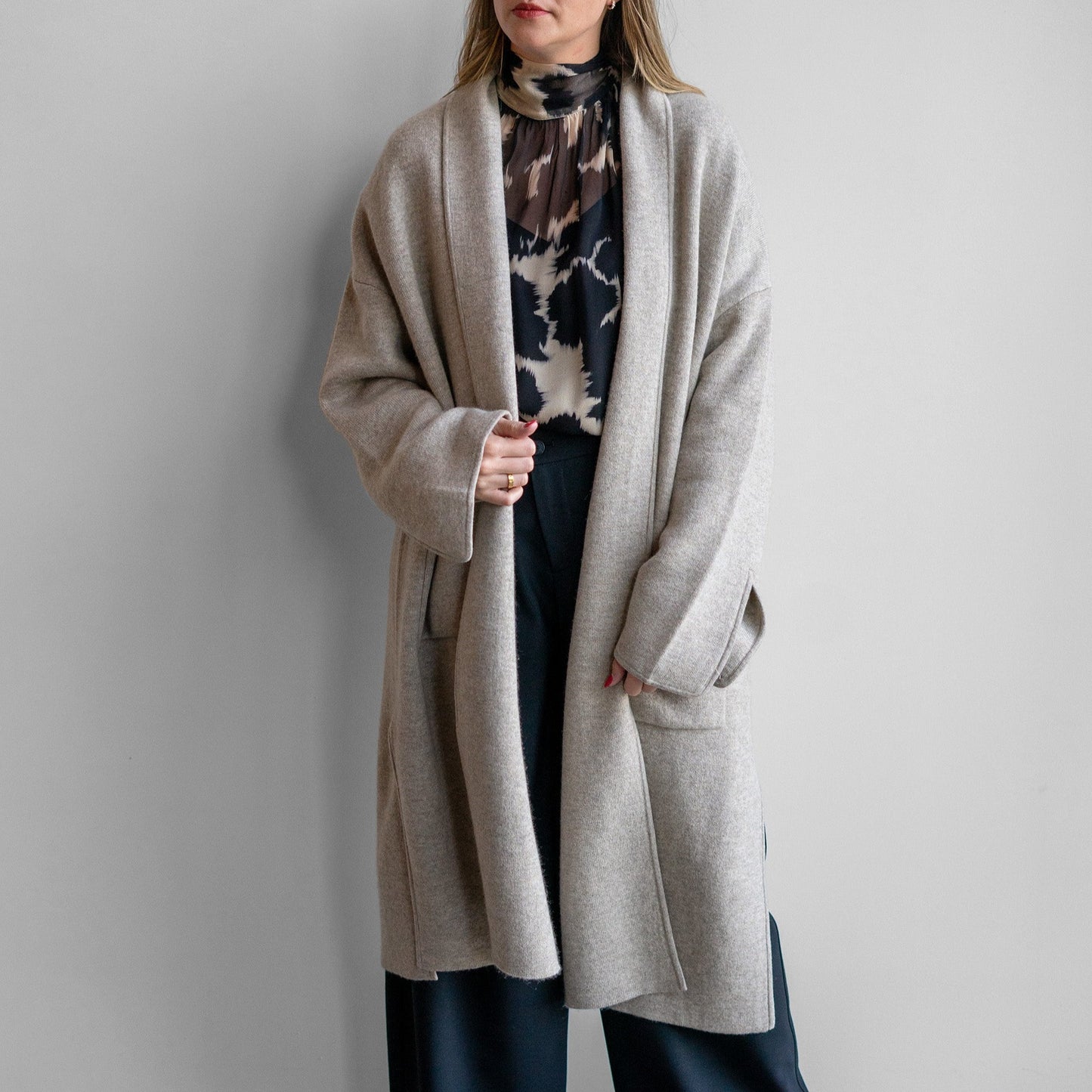 Open Cashmere Duster in Oatmeal