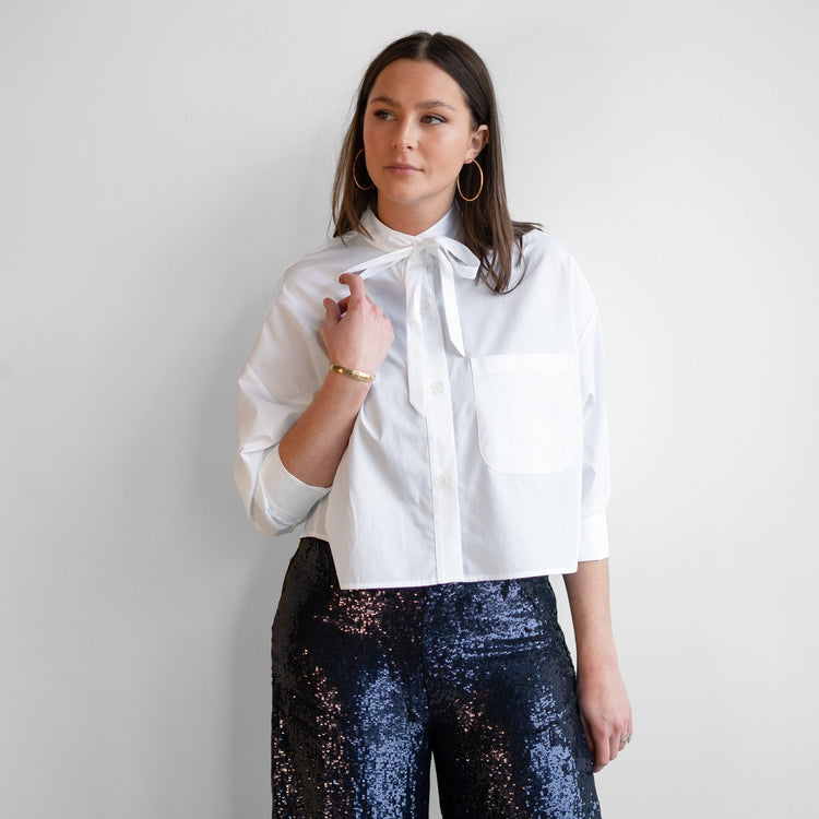 Darling Cropped Blouse in White