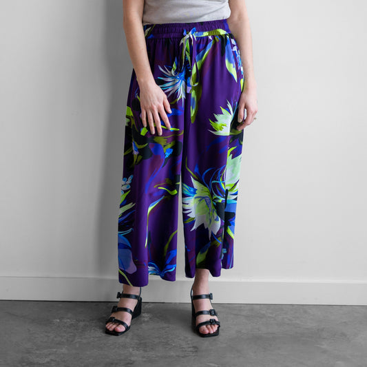 Printed Silk Trouser in Violet