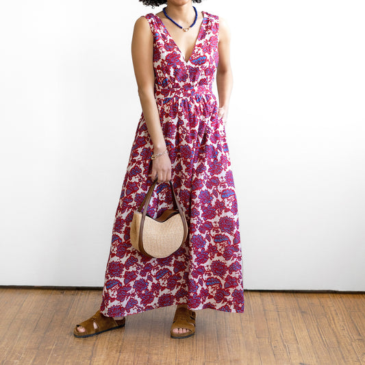 Rayven Floral Print Dress in Electric Red