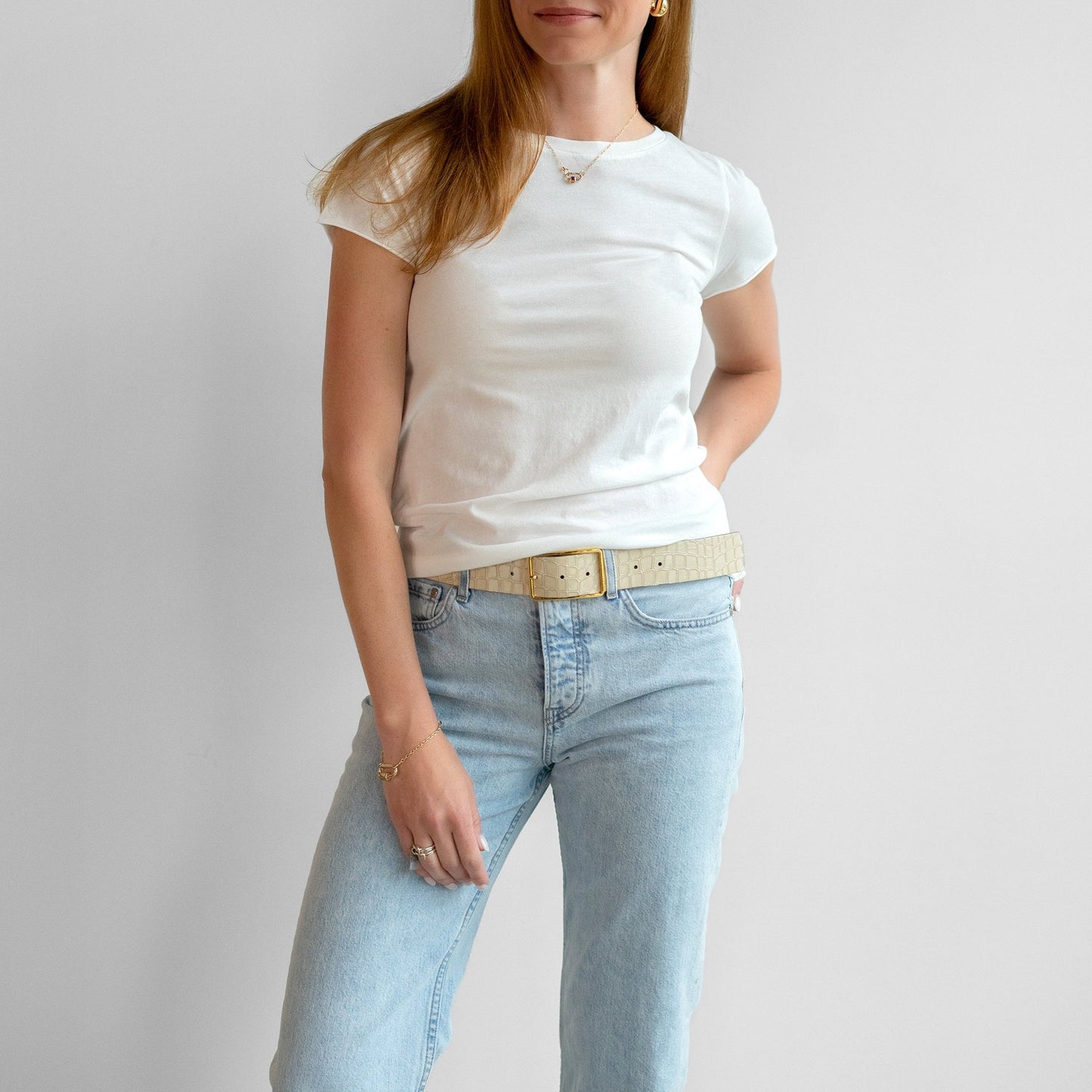 Cap Sleeve Tee in Pearl