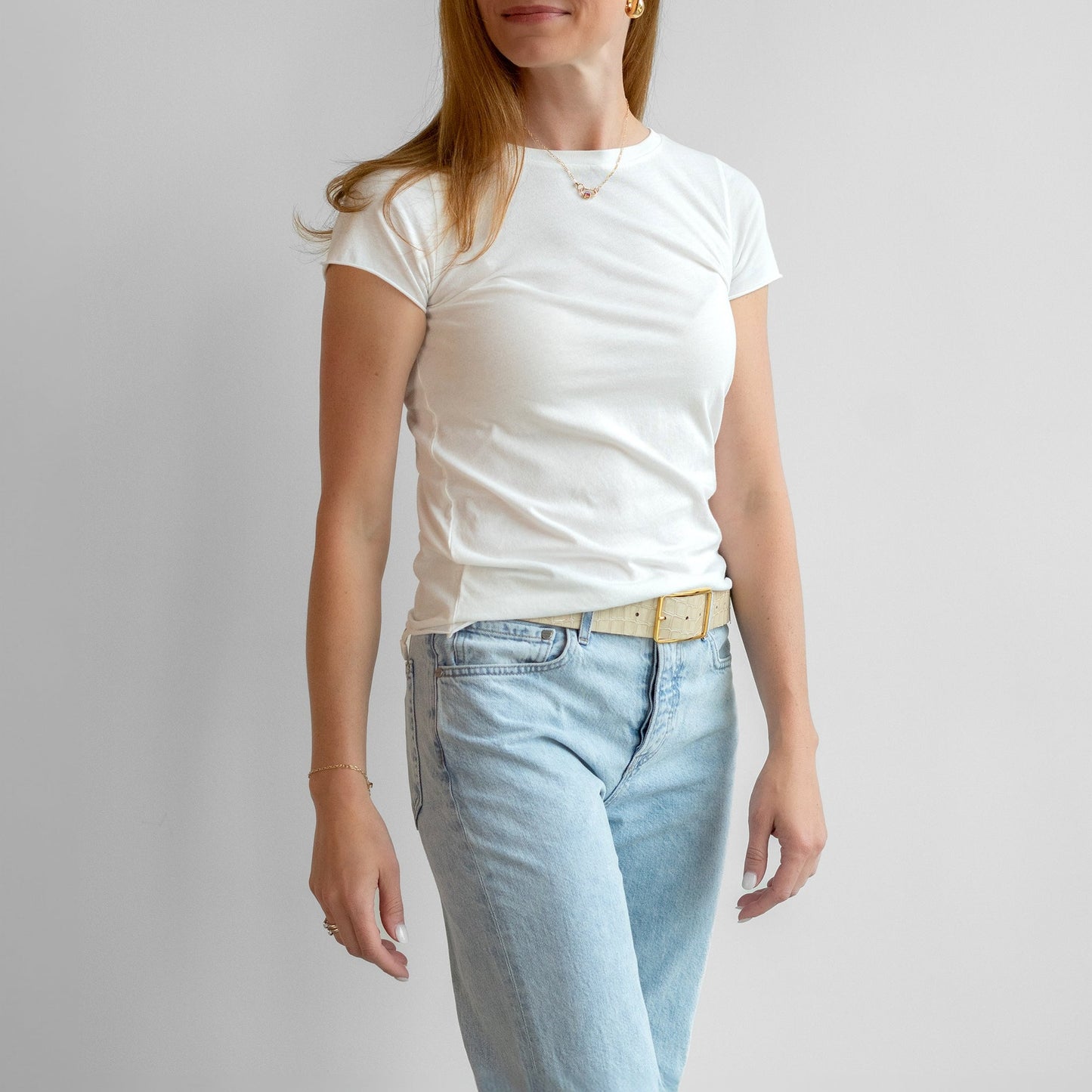 Cap Sleeve Tee in Pearl