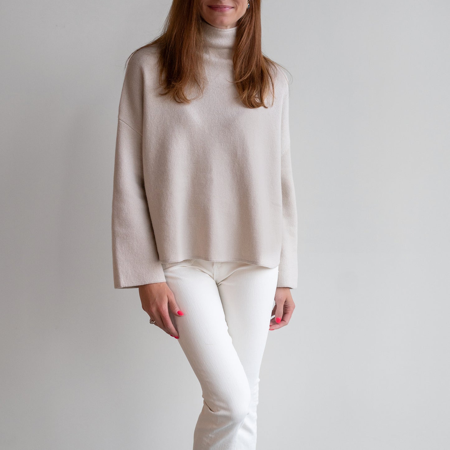 Mock Neck Pullover in Porcelain