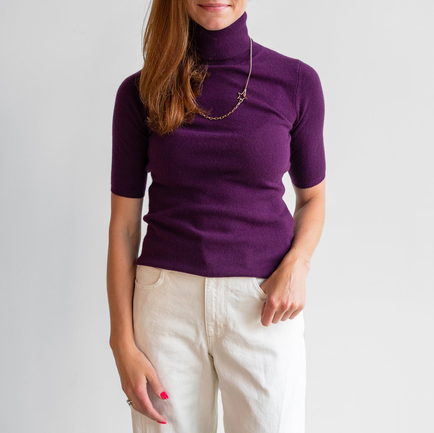 Half Sleeve Turtleneck in Belladonna