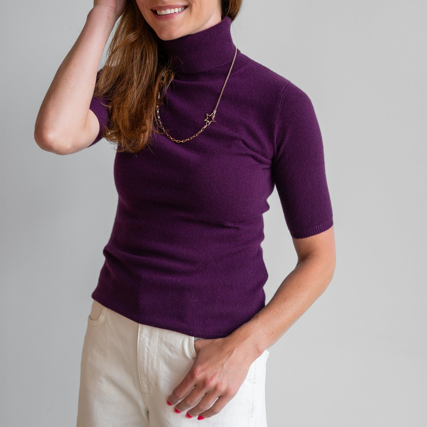 Half Sleeve Turtleneck in Belladonna