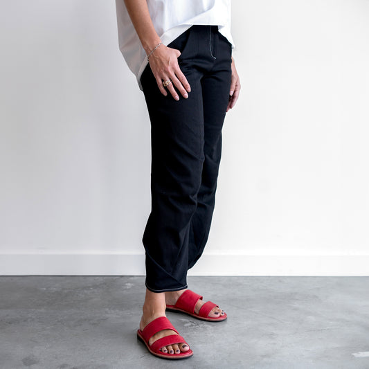 Takeo Eco Denim Trouser in Black