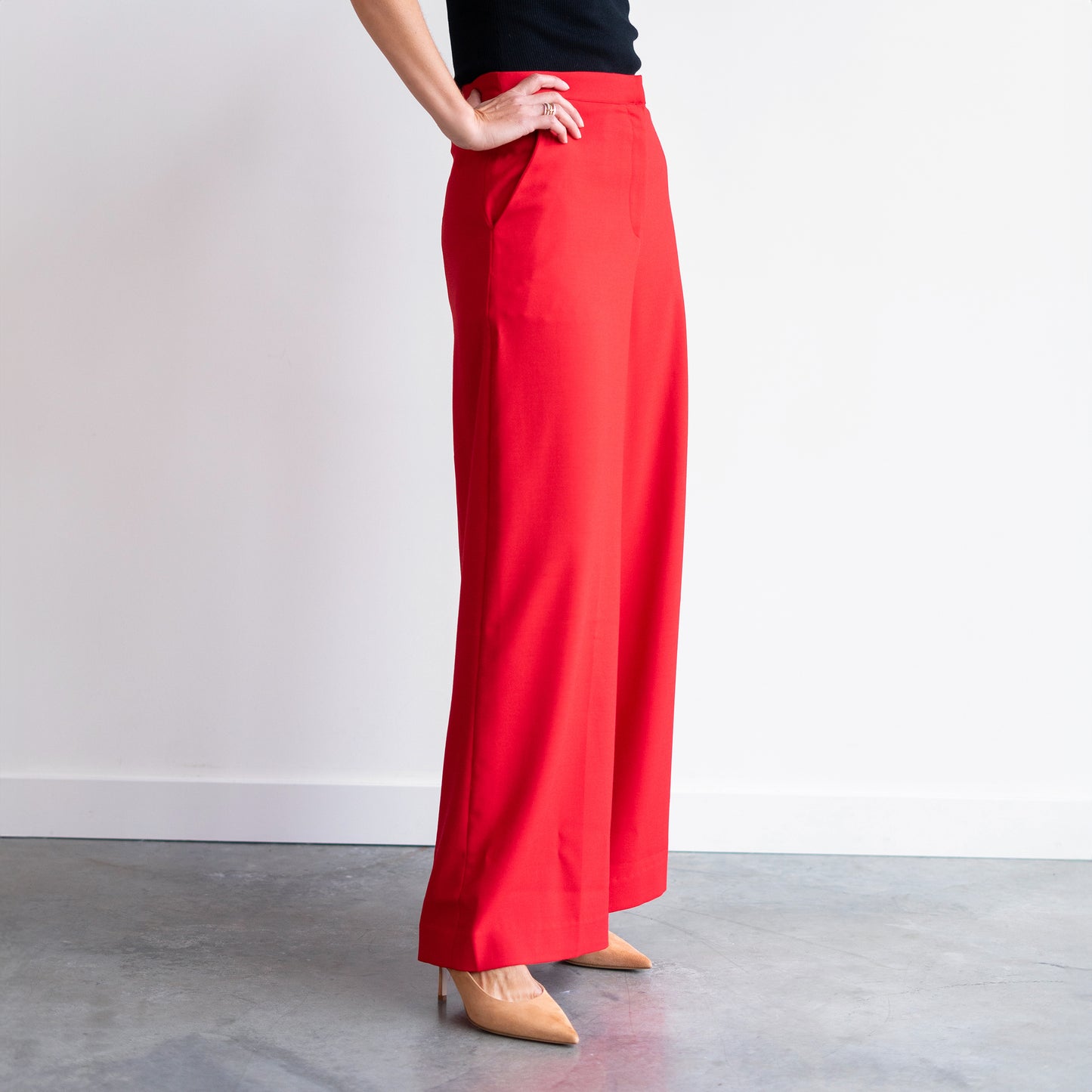 Wide Leg Trouser in Red