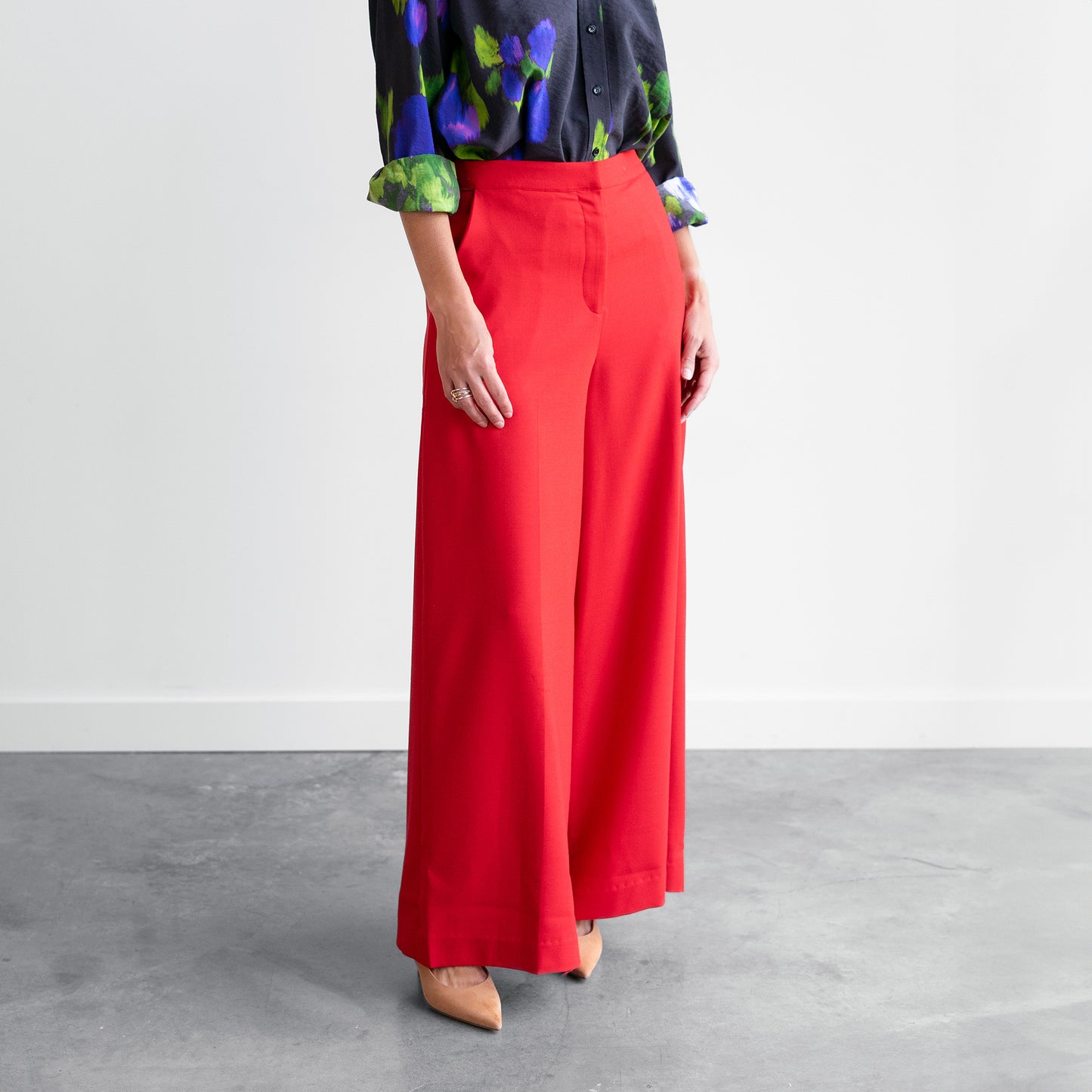 Wide Leg Trouser in Red