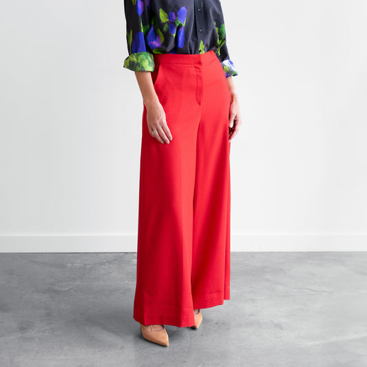 Wide Leg Trouser in Red