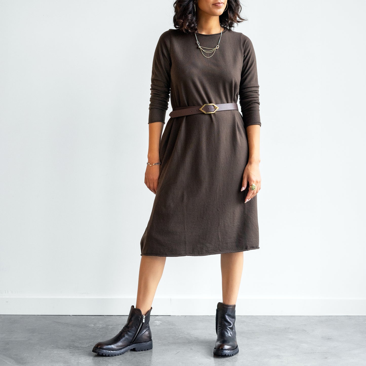 Listo Knit Dress in Bark Brown