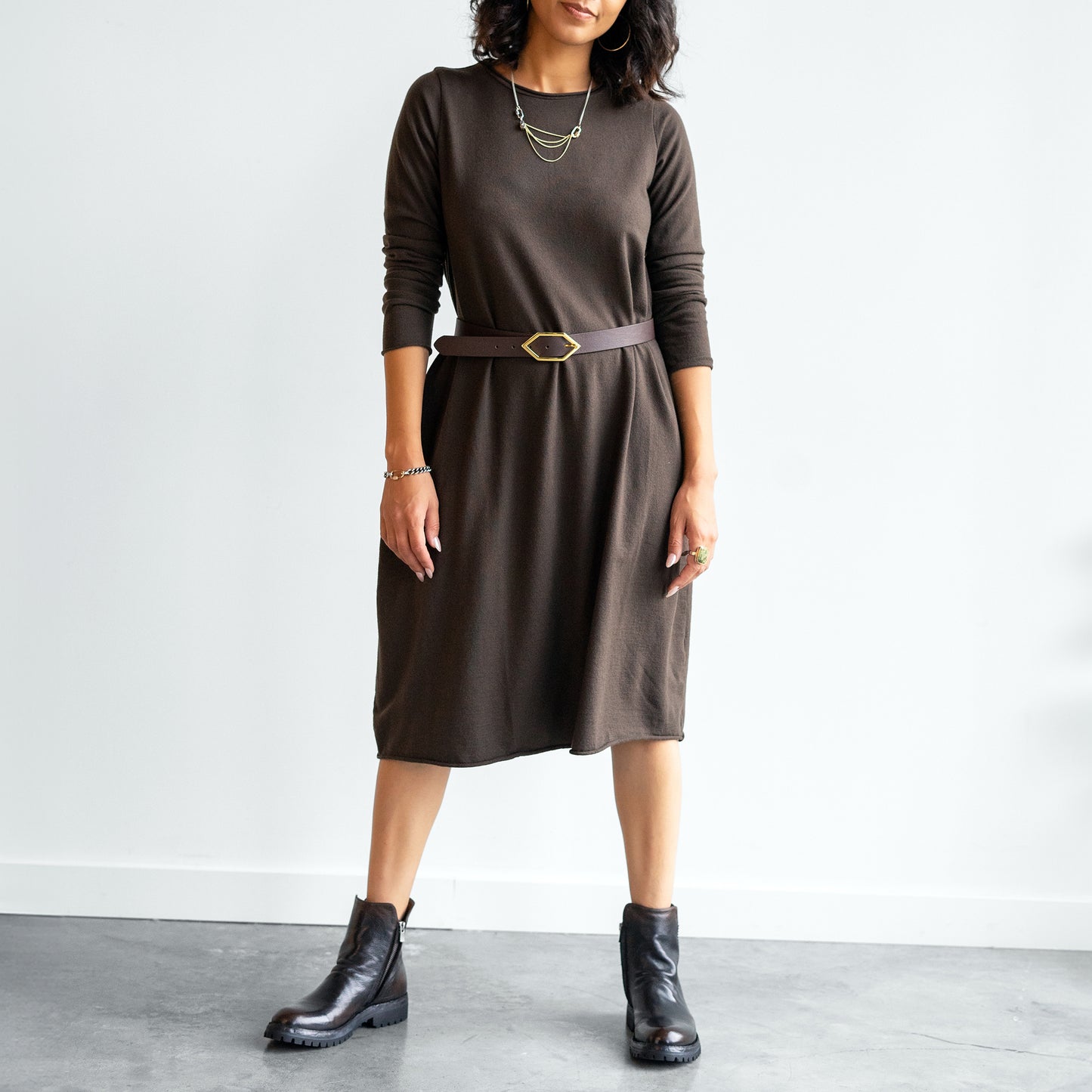 Listo Knit Dress in Bark Brown