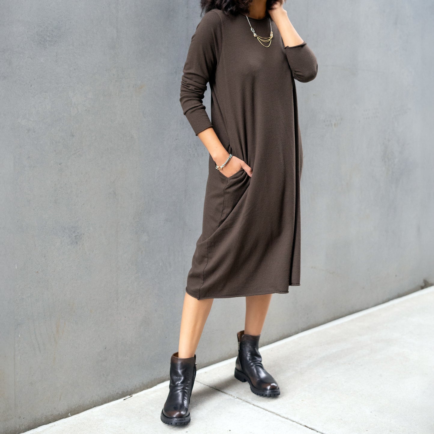 Listo Knit Dress in Bark Brown