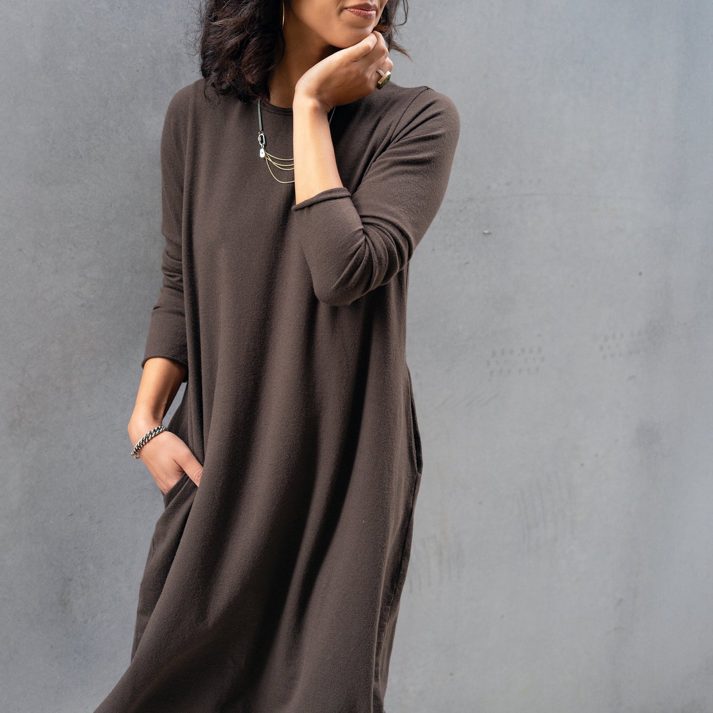 Listo Knit Dress in Bark Brown