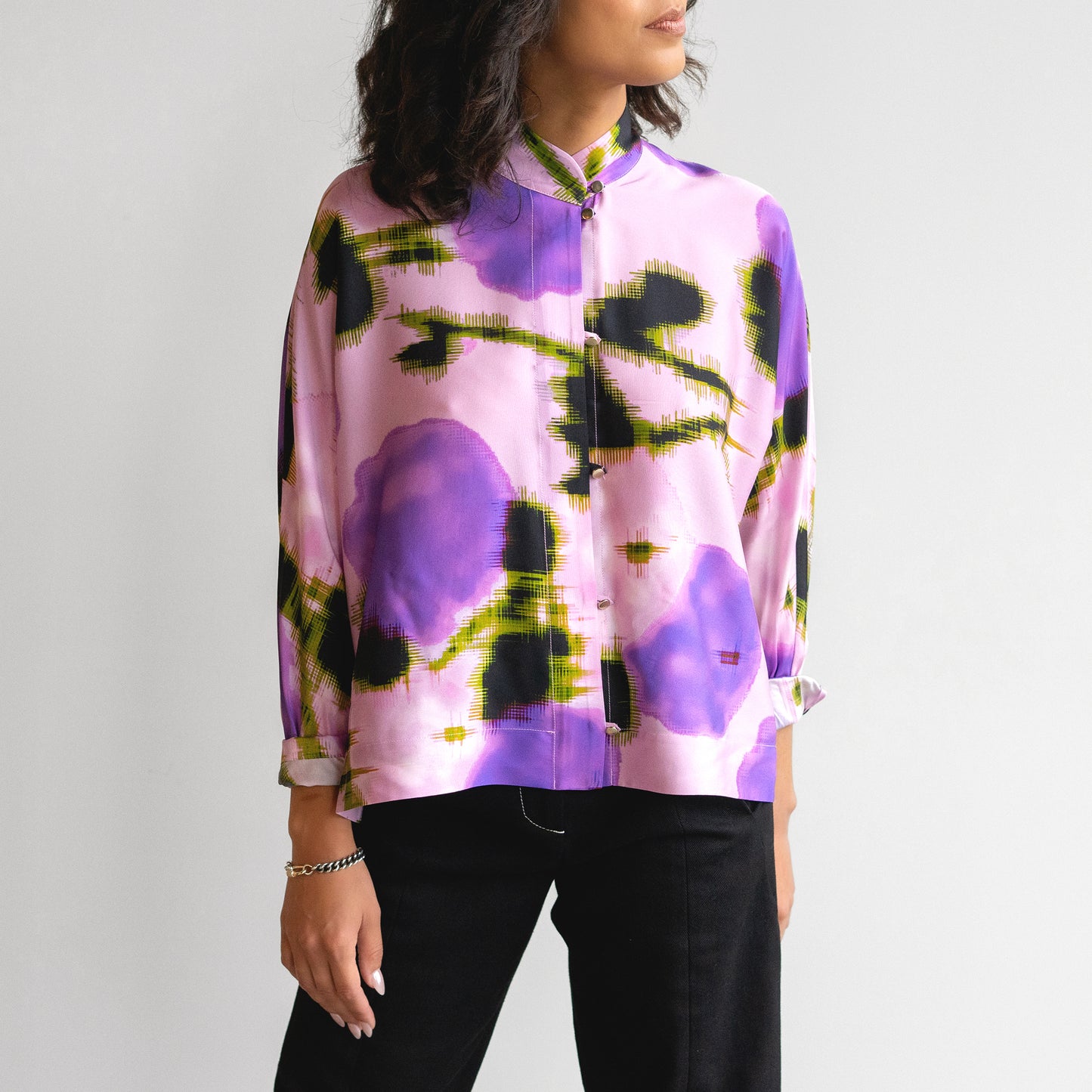 Silk Twill Blouse in Violet