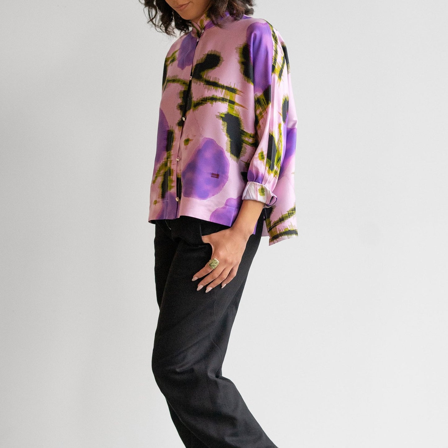 Silk Twill Blouse in Violet