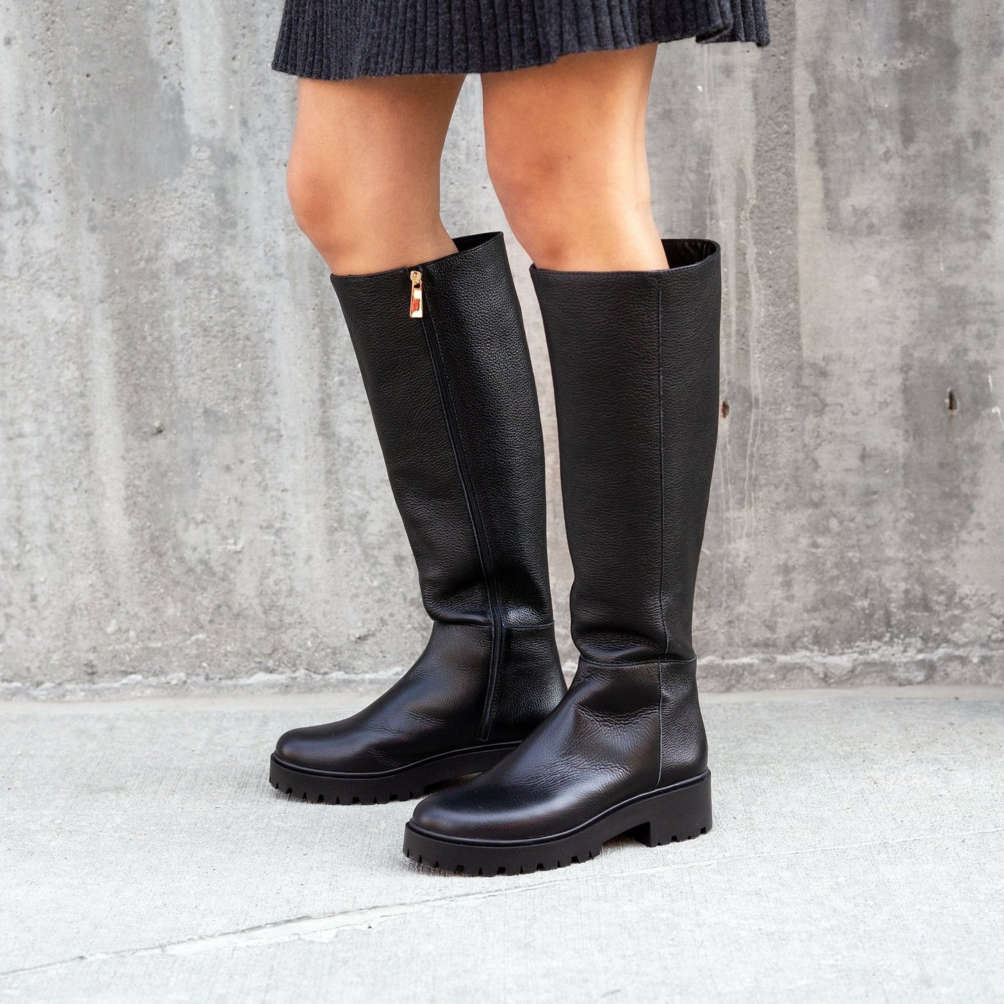 Elizabeth Tall Leather Boot in Black