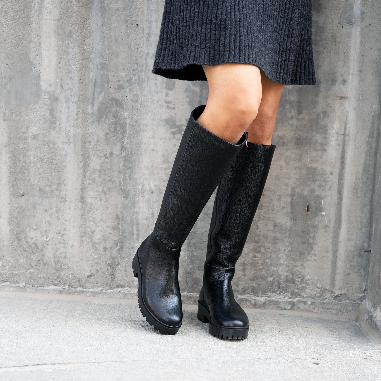 Elizabeth Tall Leather Boot in Black