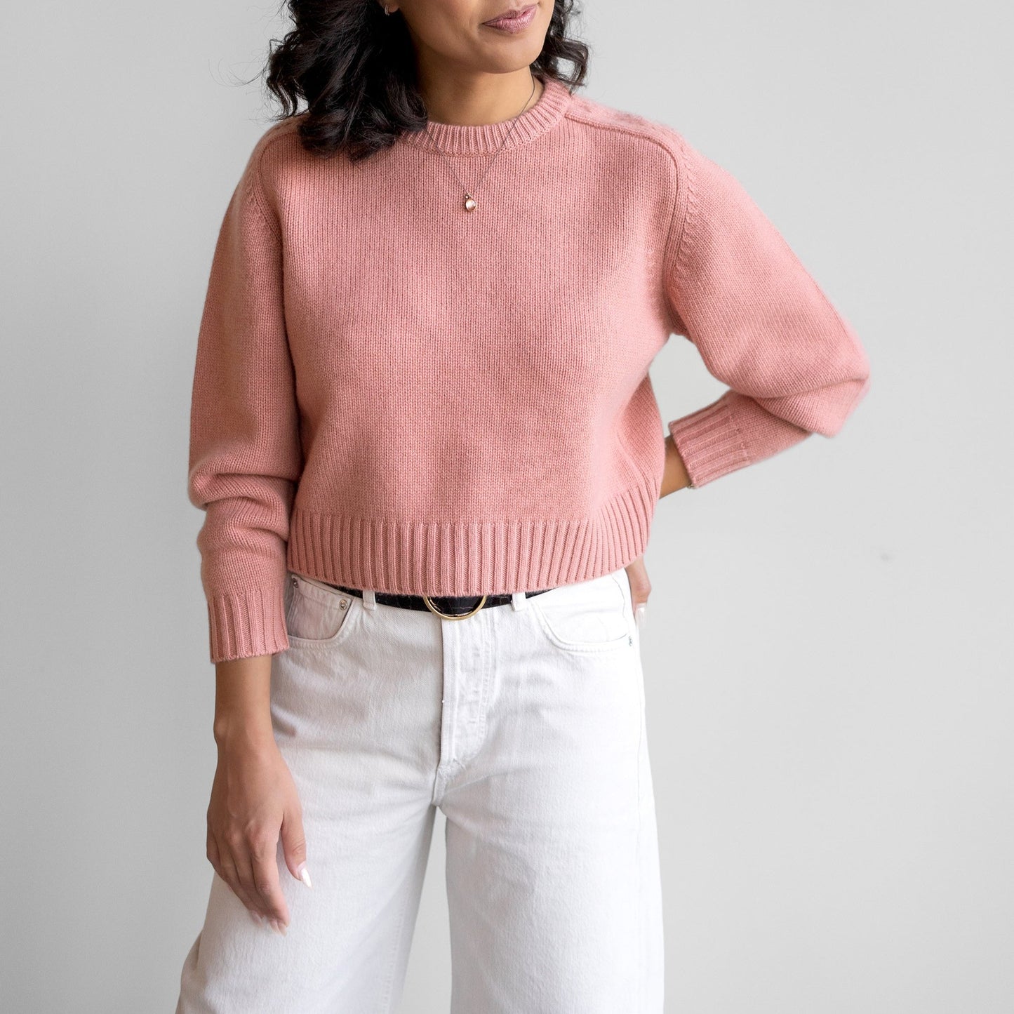 Acadia Cashmere Crew in Terracotta