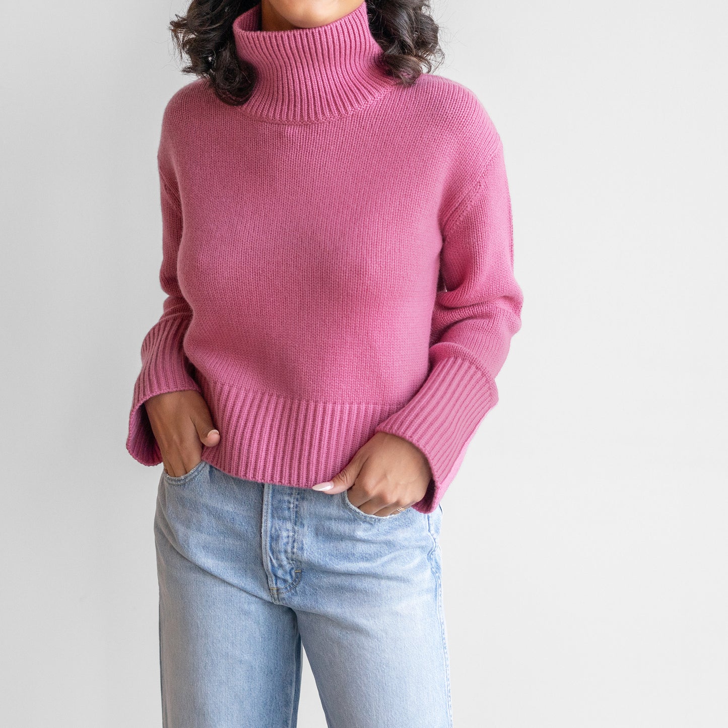 Fleur Turtleneck in Rose Pink