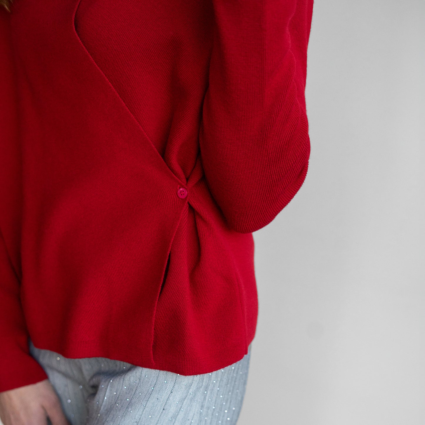 Surplice Knit Sweater in Red