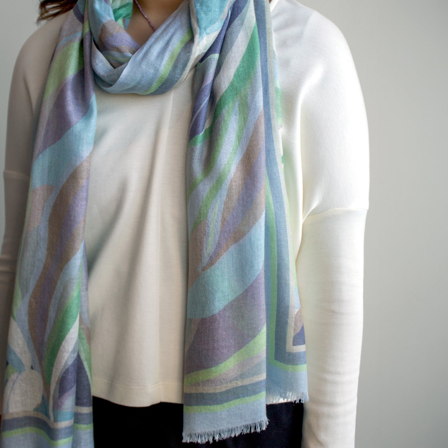 Palm Print Scarf in Surf