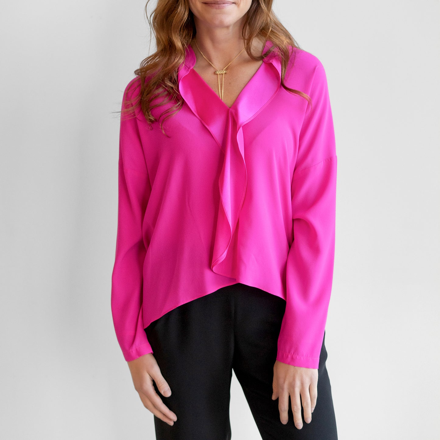 Long Sleeve Fin Gaban Shirt in Fuchsia