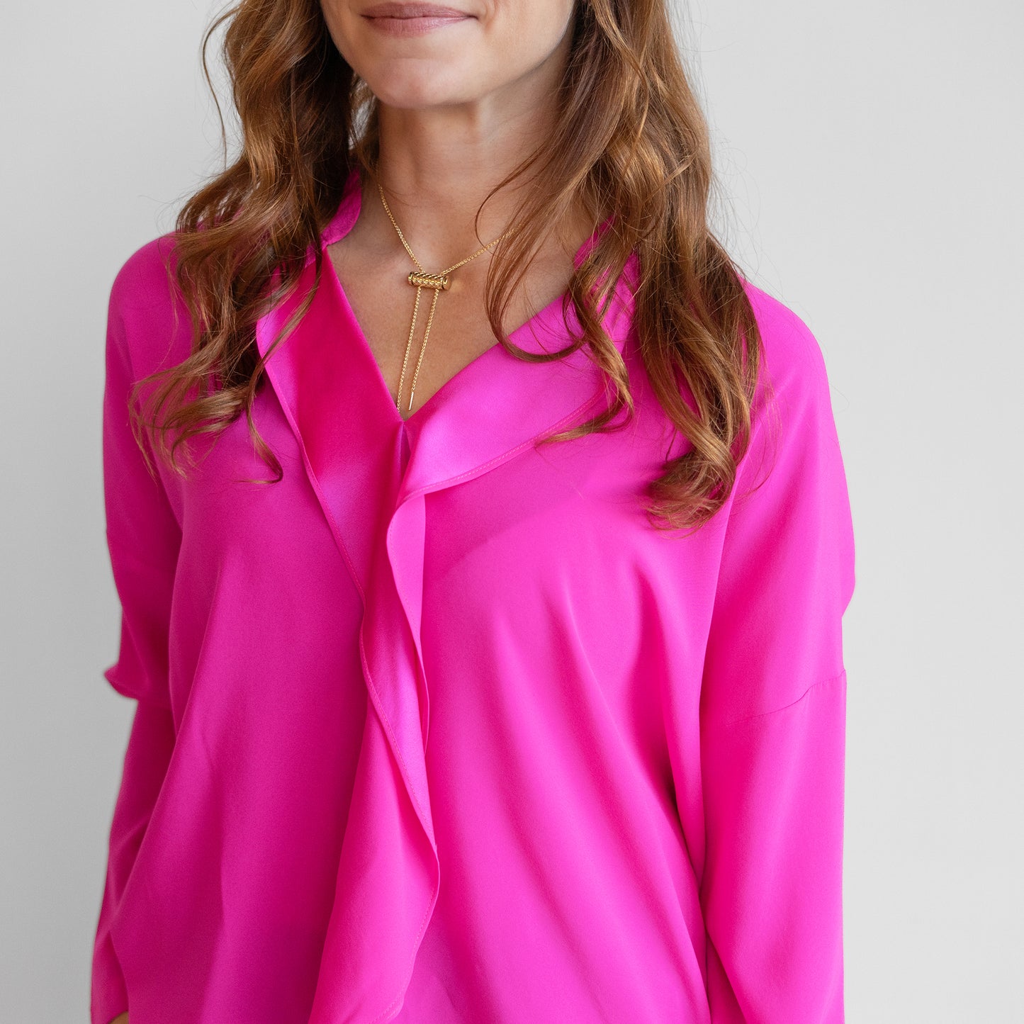 Long Sleeve Fin Gaban Shirt in Fuchsia