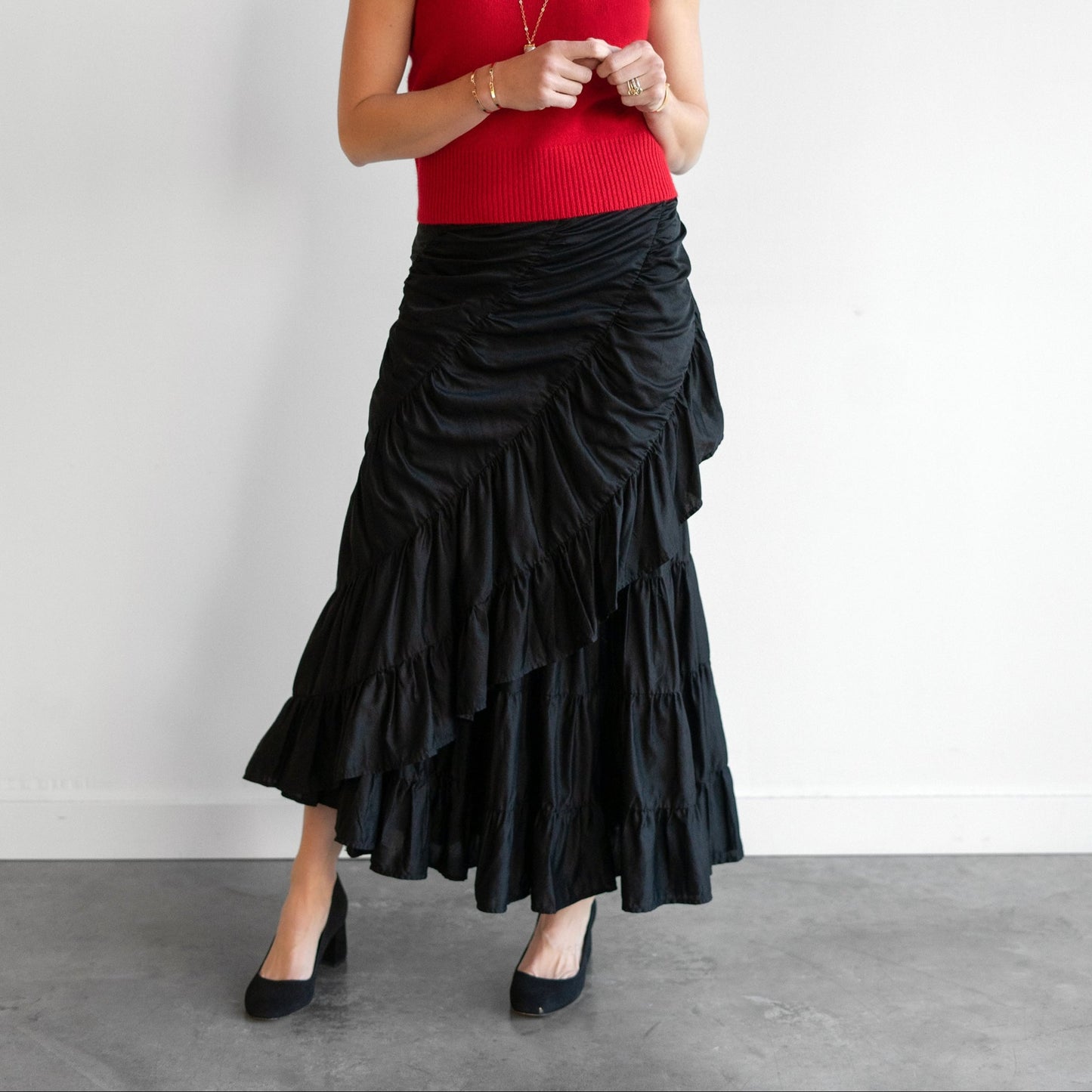 Flamenco Wrap Skirt in Black