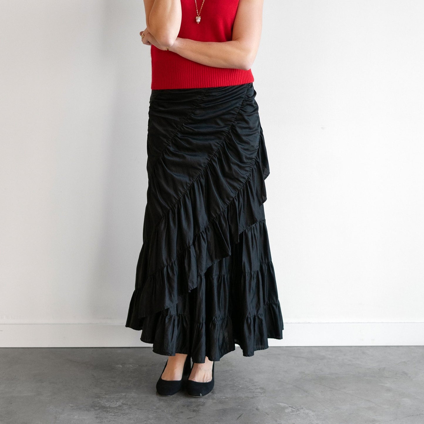 Flamenco Wrap Skirt in Black