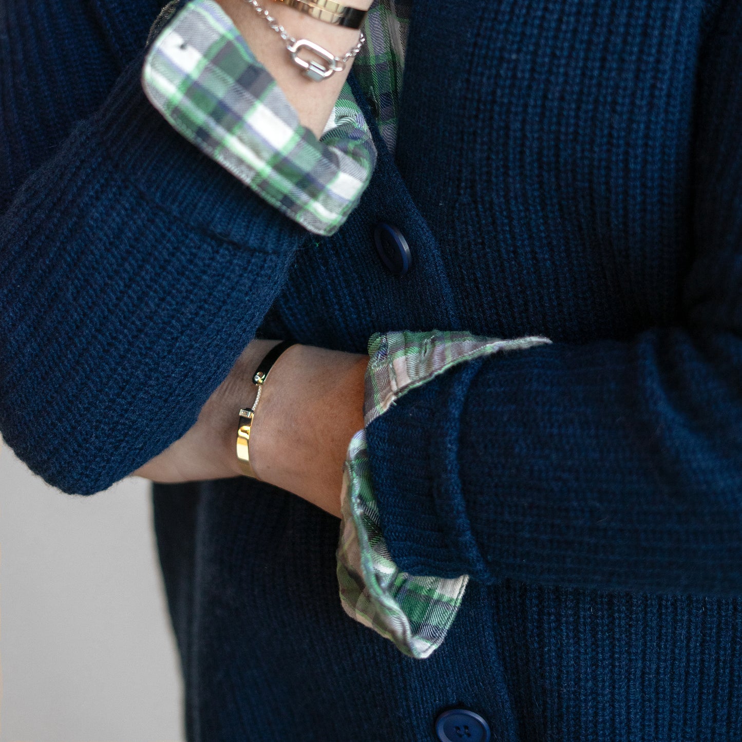 Boyfriend Cable Cardigan in Navy