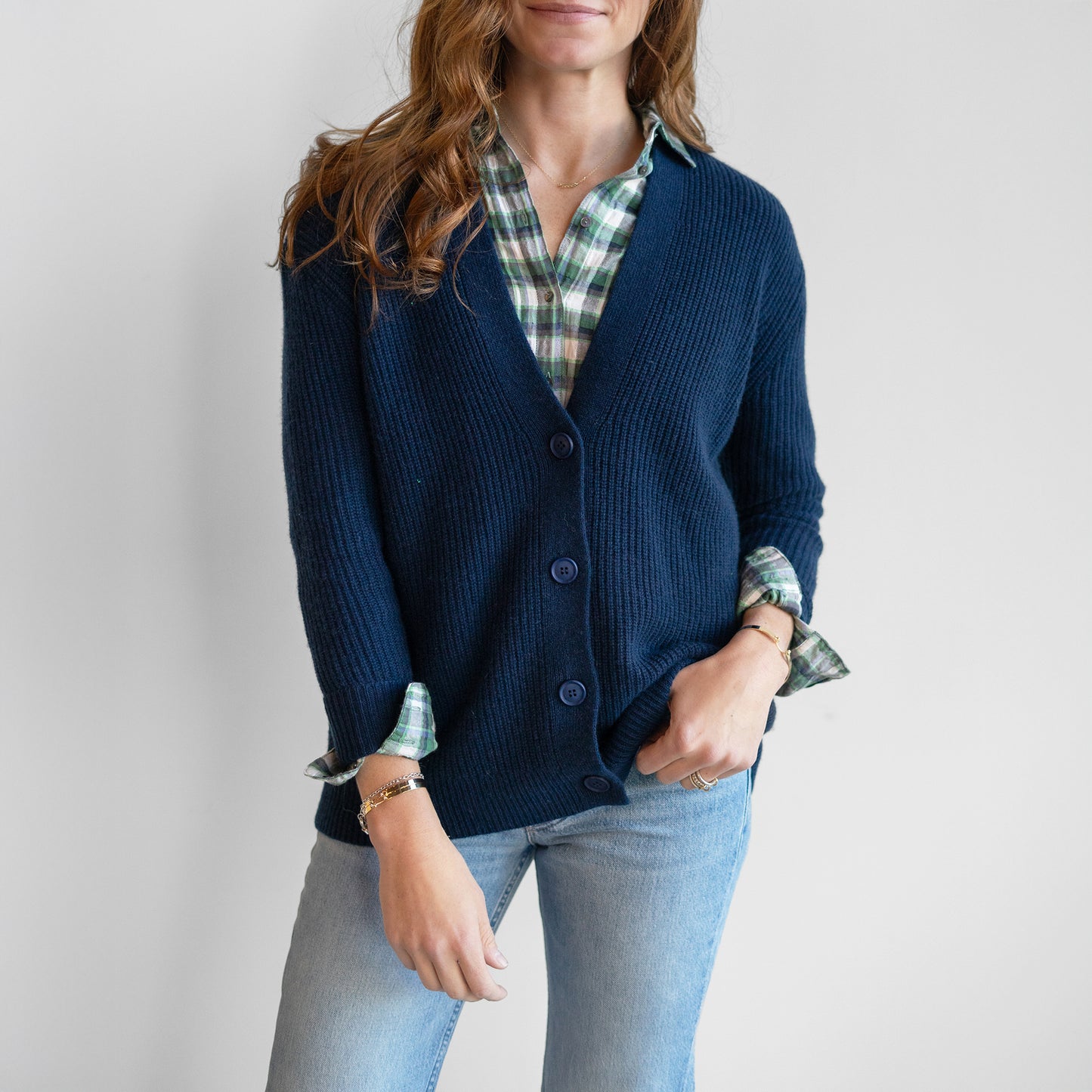 Boyfriend Cable Cardigan in Navy