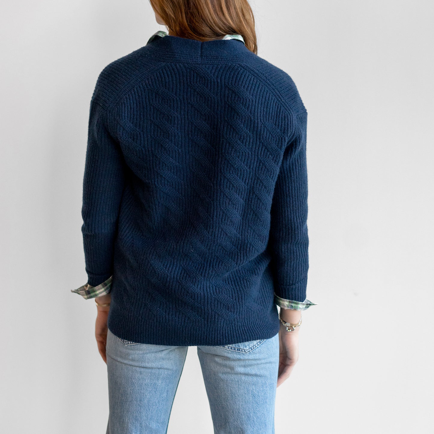 Boyfriend Cable Cardigan in Navy