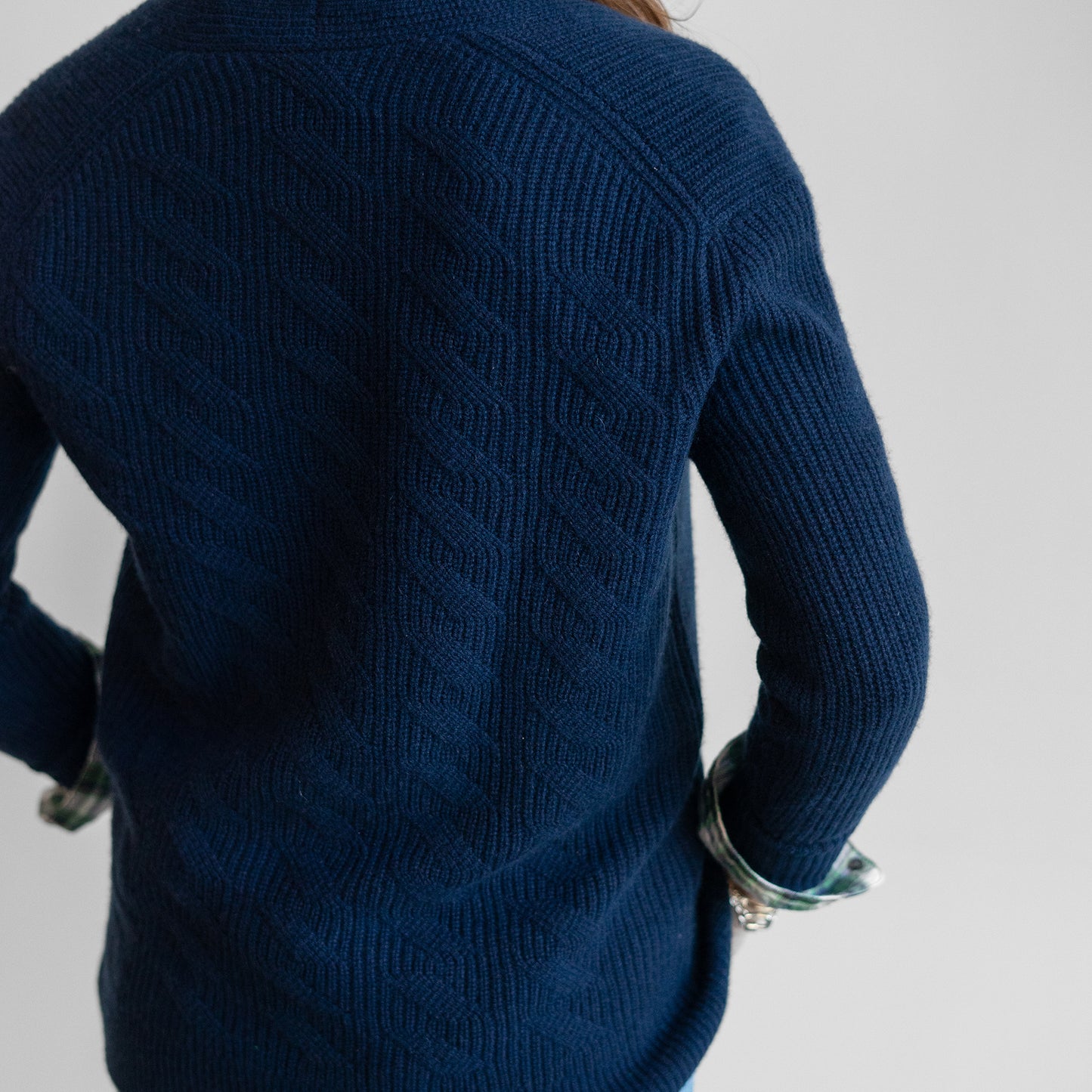 Boyfriend Cable Cardigan in Navy