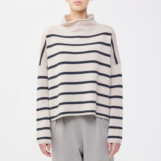 Sandy Mock Neck Sweater in Sand & Ink