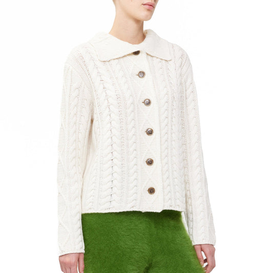 Kristin Cable Knit Cardigan in Cream