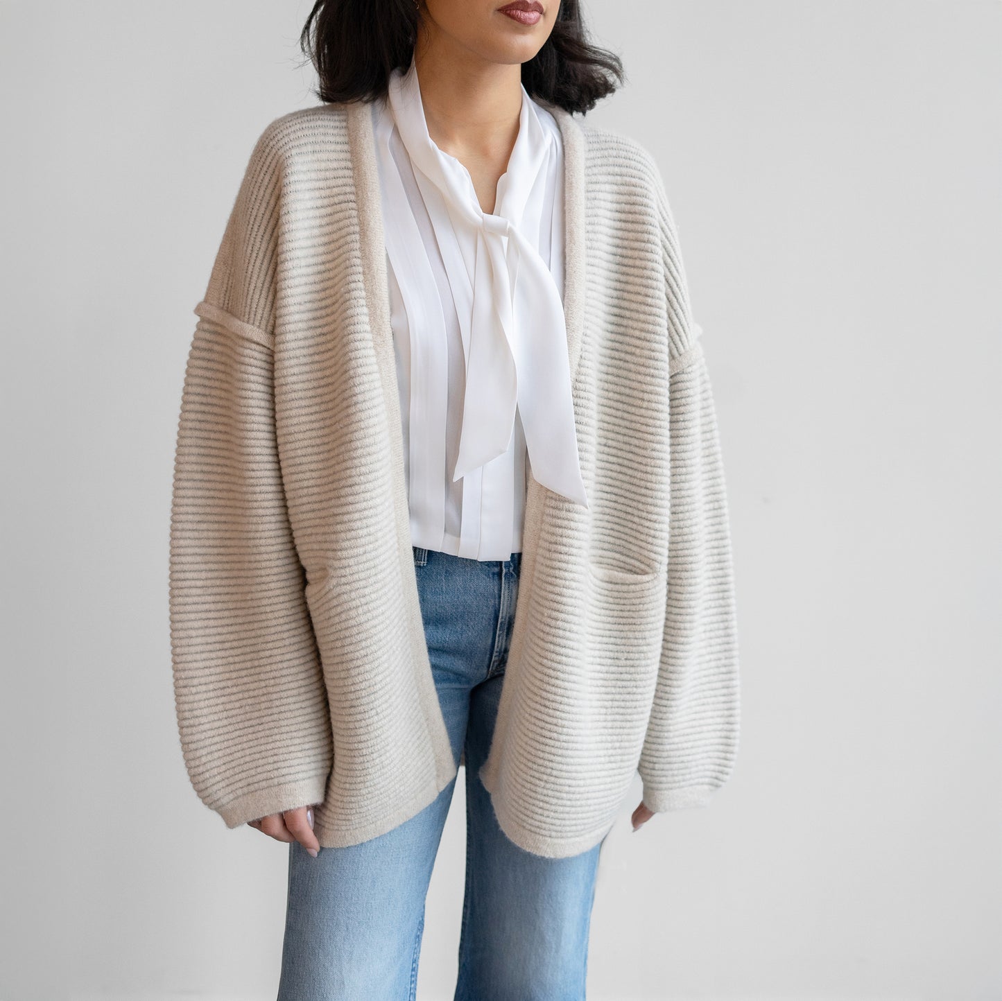 Ottoman Cardigan in Alabaster & Carrara