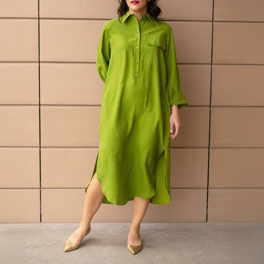 Dua Dress in Bamboo Green