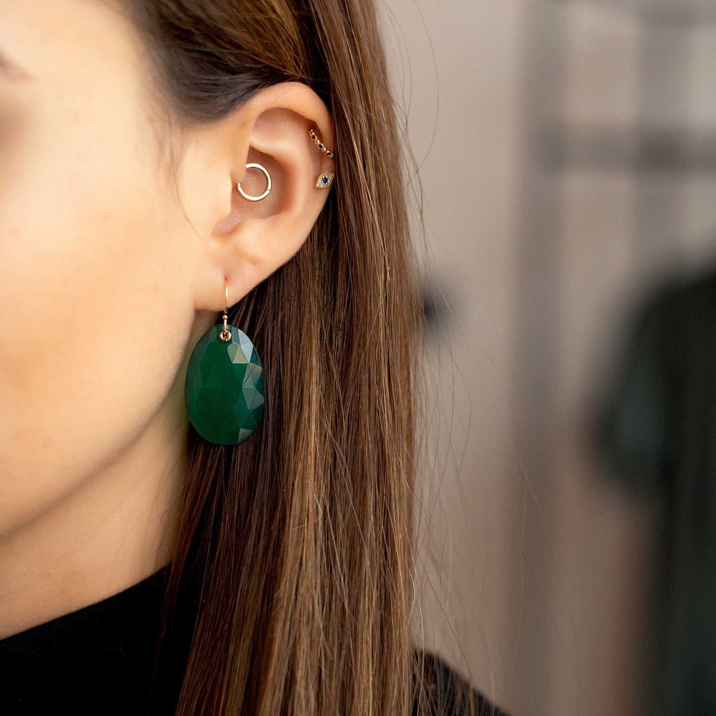 Large Green Onyx Earrings