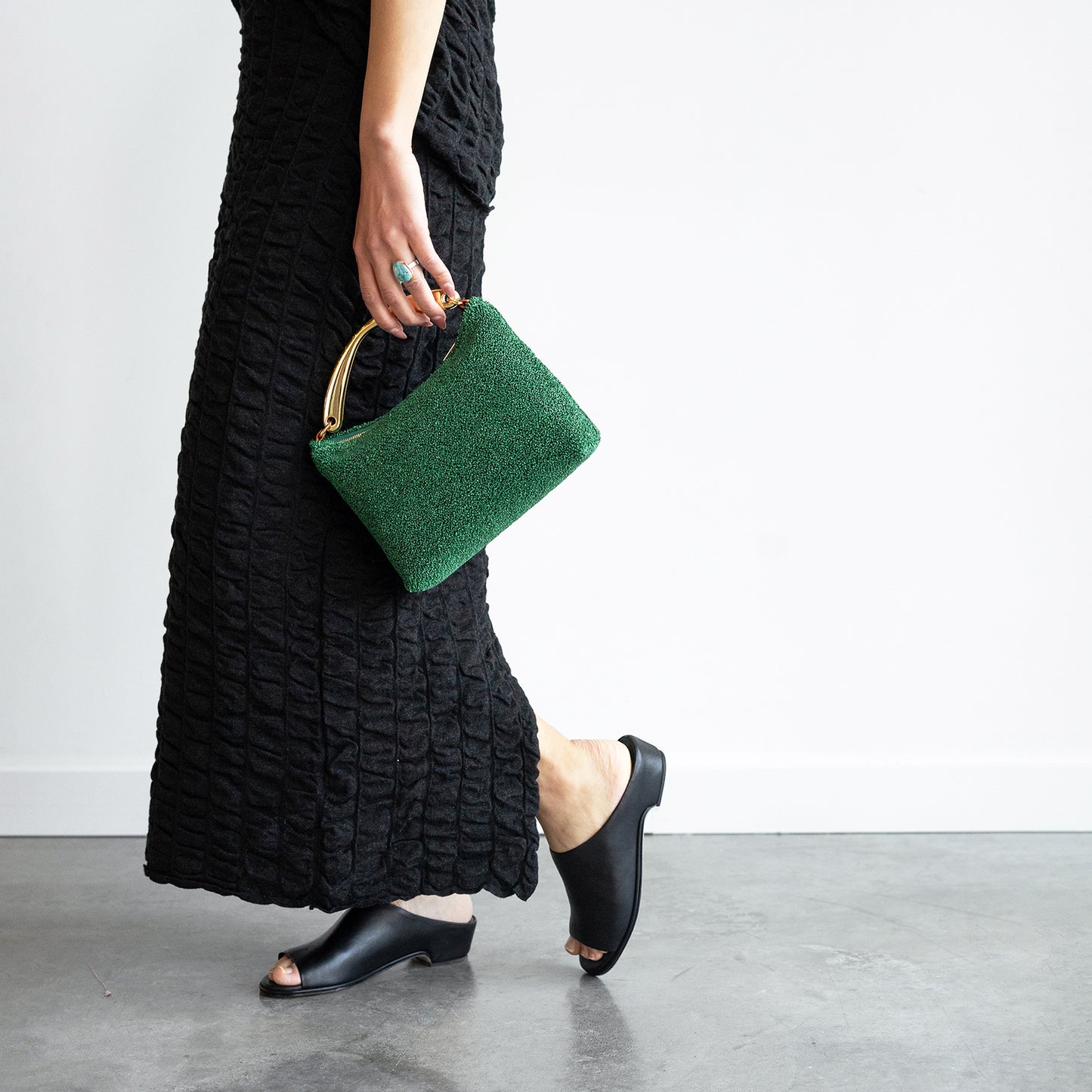 Ruche Skirt in Black Melange