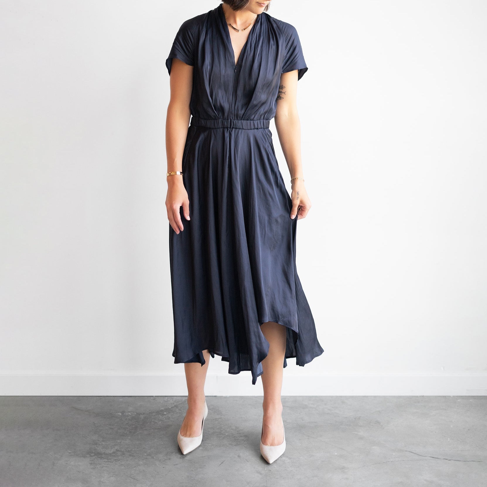 【美品】ZERO+ MARIA CORNEJO 裾変形 ワンピース NY製 M Zero + Maria Cornejo - Opi Marigold Cotton Ripple Gauze Midi