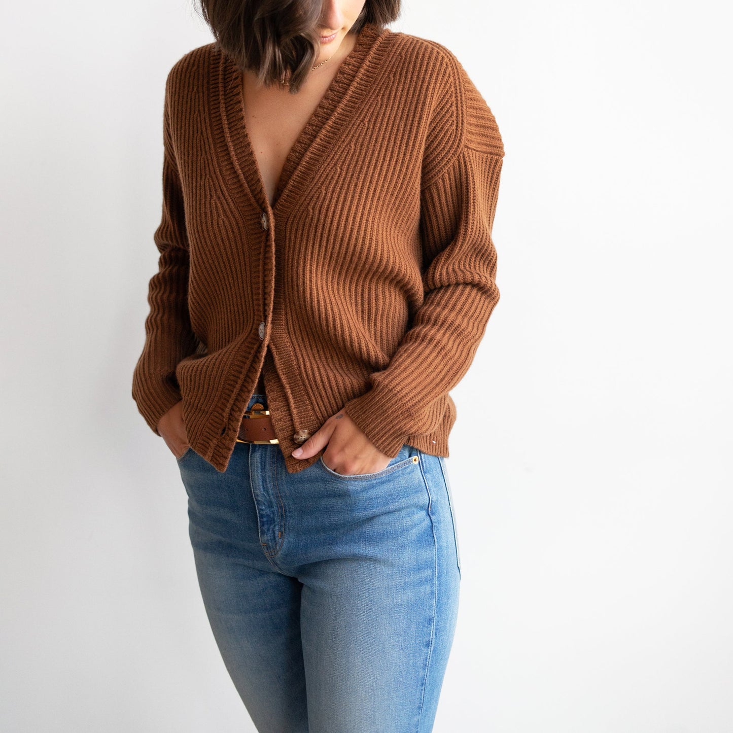 Knit Cardigan in Nut Brittle