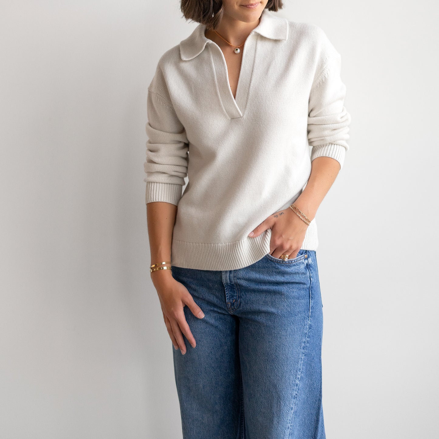 Boy Henley in Ivory Cashmere