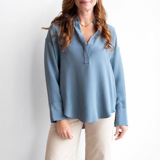 Alanna Relaxed Popover in Smoky Blue