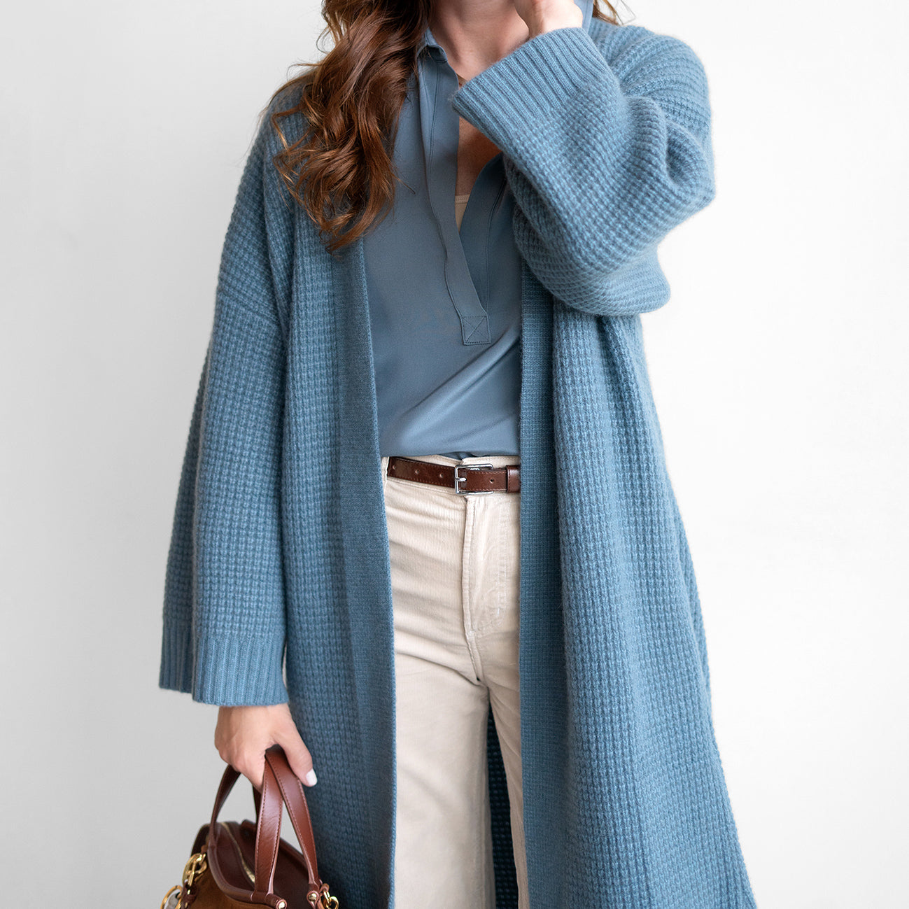 Cedar Slouchy Duster in Smoky Blue