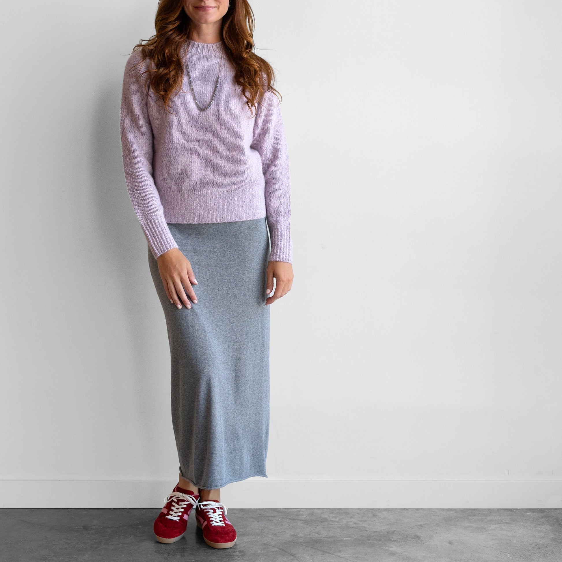 Marl Knit Pullover in Light Purple